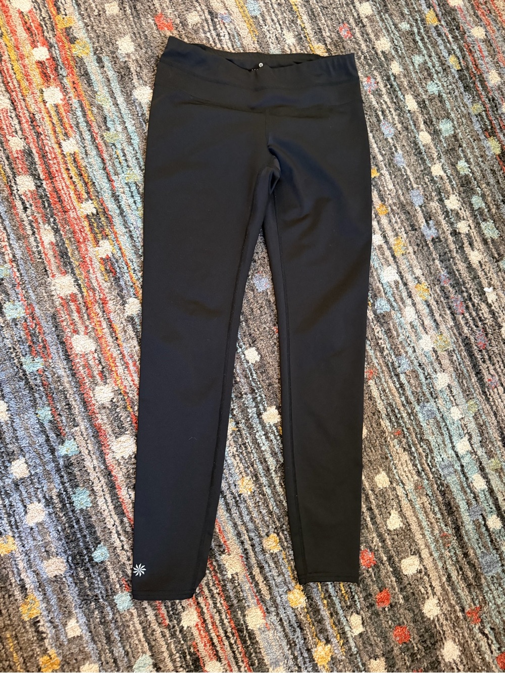 *worn once* Athleta Black Womens' Performance Leggings with Reflective Snowflake